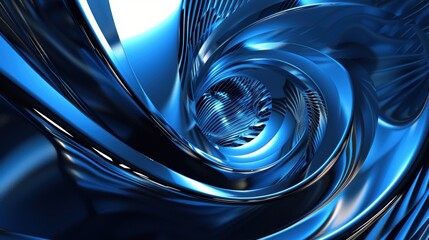 Abstract Swirling Blue Metallic Surface with Depth