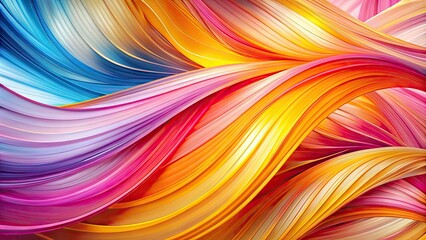 Obraz premium Vibrant, swirling lines in shades of pink, yellow, blue, and orange overlap and intersect, creating a dynamic, abstract composition against a crisp white background.
