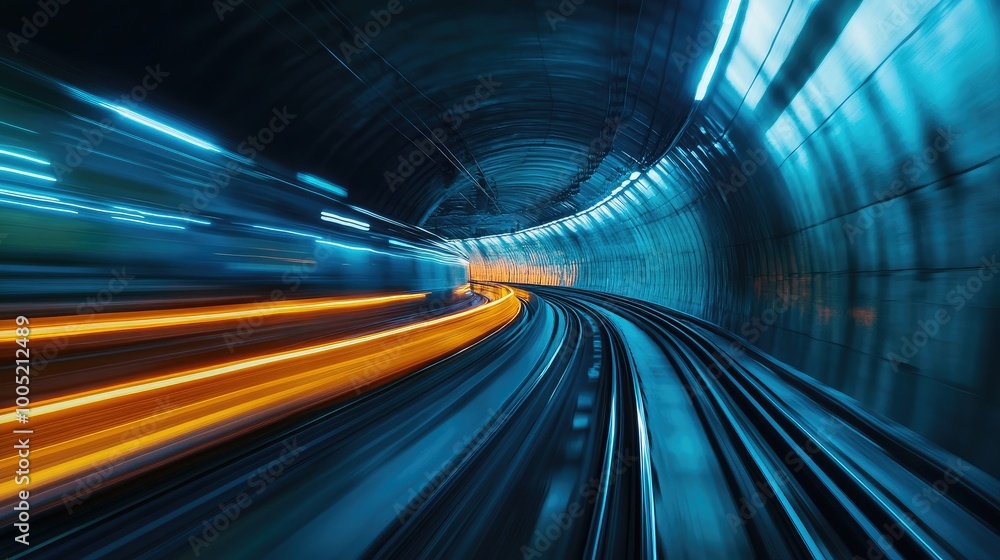 Poster dynamic motion in a tunnel with light trails