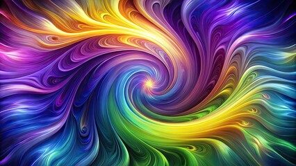 Obraz premium Vibrant swirls of purple, blue, green, and yellow hues blend together in a mesmerizing abstract background, evoking feelings of creativity and dynamic energy.