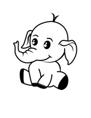 Baby Elephant | Cute Baby Elephant | Wild Animal | Sitting Elephant | Elephant | Big Mammal | Zoo Animal | Jungle Life | Original Illustration | Vector and Clipart | Cutfile and Stencil