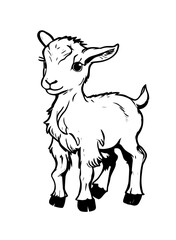Goat | Baby Goat | Grass Eater Goat | Goat Head | Wildlife | Domestic Animal | Farm Animal | Kid | Original Illustration | Vector and Clipart | Cutfile and Stencil