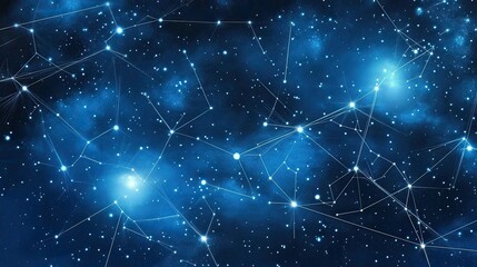 Abstract digital network with starry sky background.