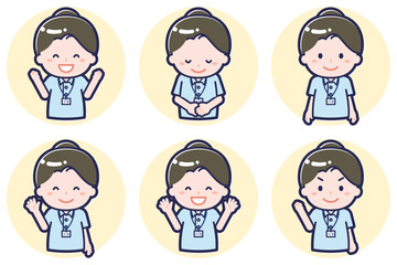 介護士の女性のポーズセット_02