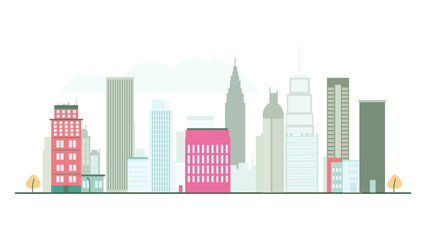 Naklejka premium Beautiful Cityscape Landscape Wallpaper with Skyscraper Building Architecture