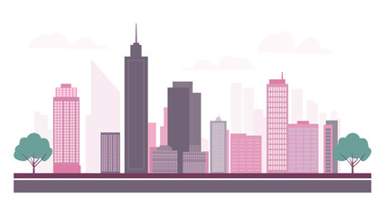 Highway Street in City with Skyscraper Building Cityscape Landscape Wallpaper