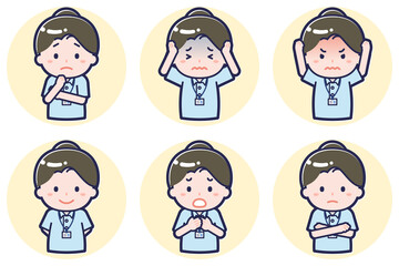 介護士の女性のポーズセット_05