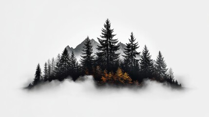 Obraz premium Serene Misty Forest Above Mountain Landscape