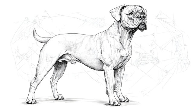 recommend clip art: Boxer Dog sketch hand drawn line art engraving Vector illustration