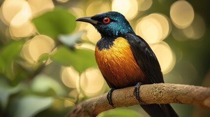 Fototapeta premium Golden-breasted Starling Perched on a Branch
