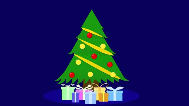 christmas animation with christmas trees on colored background. christmas background, merry christmas