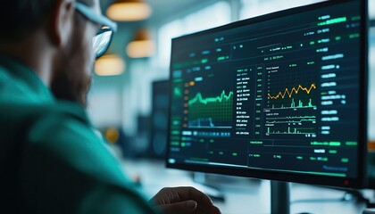 Digital display showing product rejection rates and improvement metrics, data analytics, performance monitoring in QC