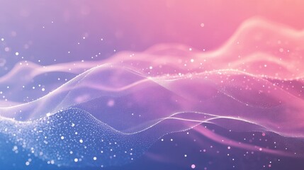 Abstract Purple and Pink Wave Background with Glowing Lights and Bokeh Effect.