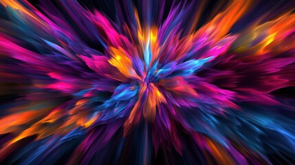 Abstract Colorful Burst of Light with Vibrant Pink, Blue, and Orange Hues - Digital Art Background