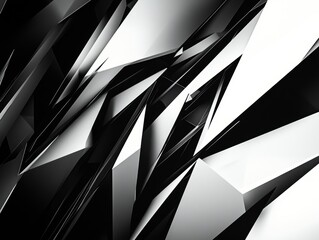 Abstract Black and White Geometric Background with Sharp Angles and Triangles.