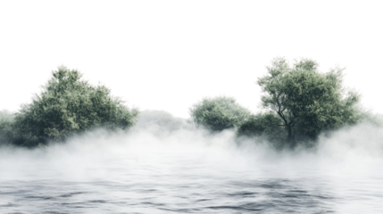 river with mist on transparent background