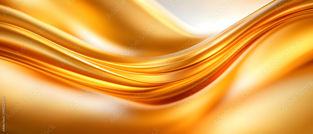 Poster abstract golden waves flowing in elegant motion, creating a luxurious and smooth texture.