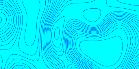 Modern wave line topography background, abstract pattern with blue line topographic map cyan background geographic map with seamless ornament contour design paper curved reliefs background. 