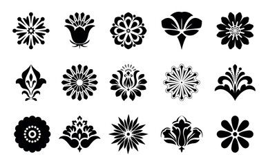Flowers icon set. Flowers isolated on transparent background. Flowers in modern simple. Cute round flower plant nature collection. Vector illustrator