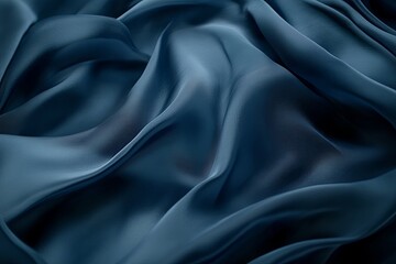 Obraz premium Soft navy blue fabric draping elegantly, highlighted by gentle curves and folds, creating a serene visual texture at a close angle. Generative AI