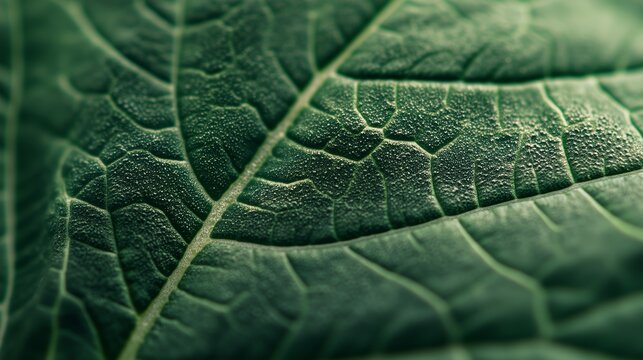 Macro close-up of cannabis leaf with textured details, under soft lighting