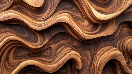 Abstract Wavy Wooden Texture Background - Brown Walnut Wood Grain Pattern