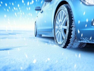 Winterizing a car before the snow flat design, side view, vehicle preparation theme, water color, vivid