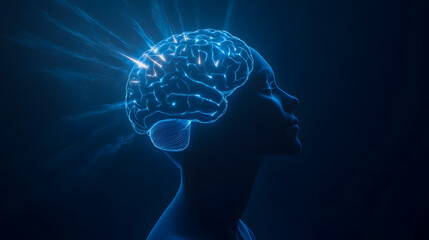 Futuristic Brain Concept in Profile View