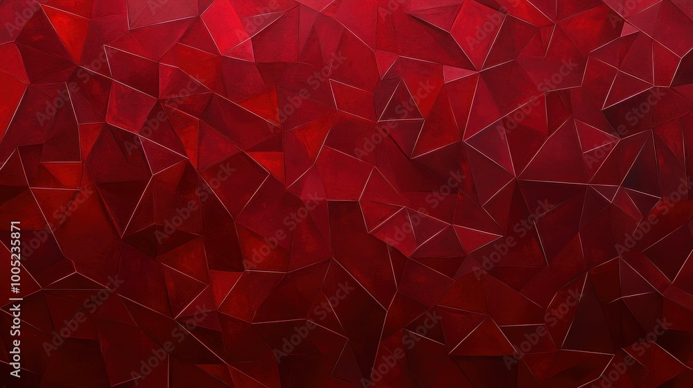 Poster A vibrant 2D red polygonal background, perfect for adding a modern, cartoonstyle flair to any design project.