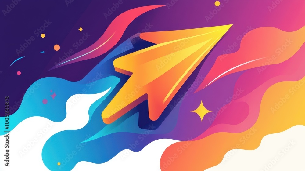 Poster vibrant abstract arrow background featuring dynamic 2d lightning bolt icons, perfect for modern web 