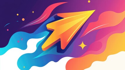 Obraz premium Vibrant abstract arrow background featuring dynamic 2D lightning bolt icons, perfect for modern web design projects.