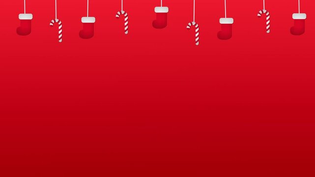 christmas animation with boots and christmas candies, christmas background, merry christmas