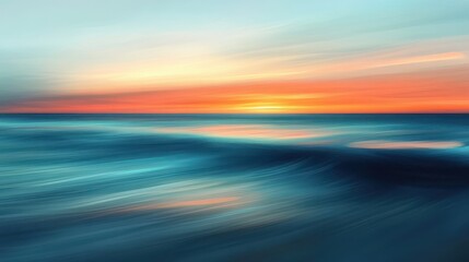 Obraz premium Abstract Ocean Sunset with Blue and Orange Hues - Digital Art