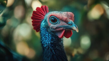 Close-up Portrait of a Vibrant Blue and Red Turkey