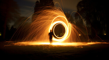 a magic night in the park, slow shutter speed photography