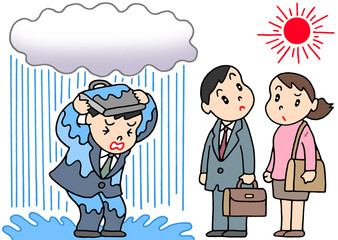 災害のイラスト - 気象災害・ゲリラ豪雨・局地的大雨・雨柱・強雨