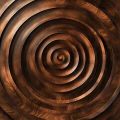 Abstract Wooden Texture Background - Concentric Circles of Dark Brown Wood Grain.