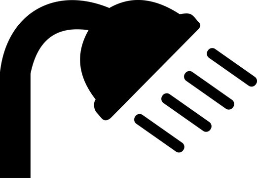 recommend clip art: A black silhouette of a shower head with water droplets coming from it.