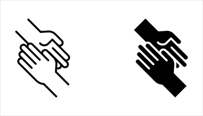 Set of teamwork icons. solidarity symbol, collaboration, unity hands. Partnership, business friendship on white background