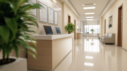 Modern Office Reception Area with Computer Desks
