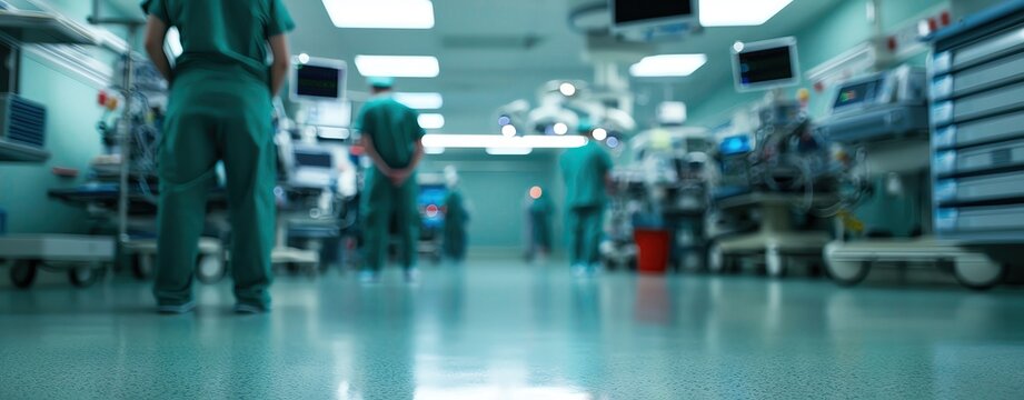 A hospital s trauma room with emergency equipment and a responsive team