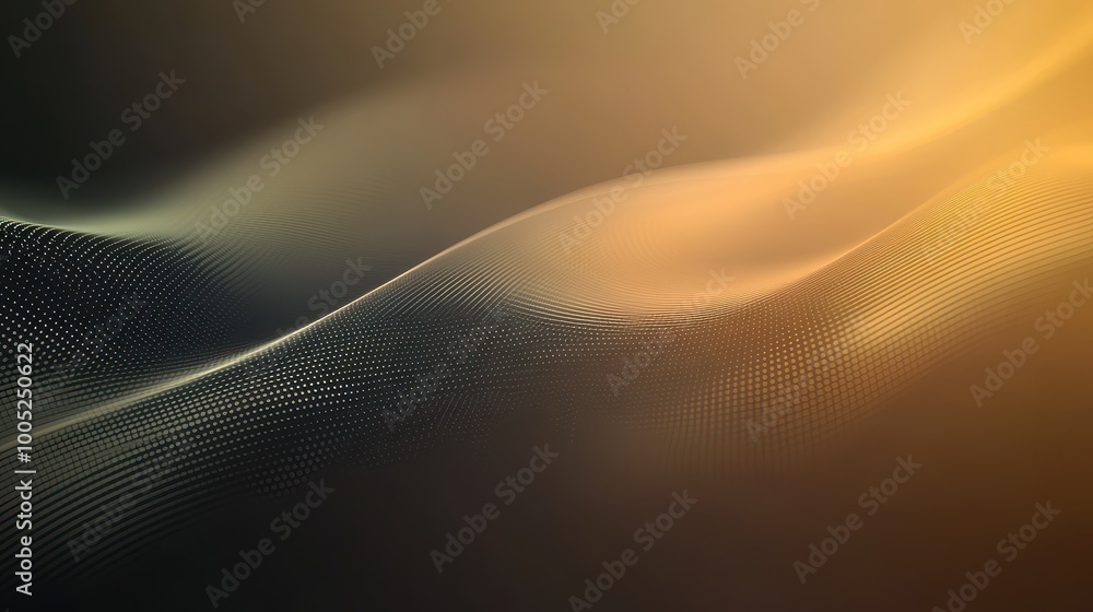 Poster abstract background with wavy lines and dotted pattern in warm gold and brown tones