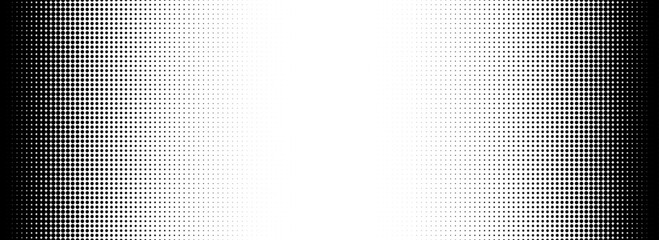 Dotted halftone gradient texture. Fading polka dot background. Repeated dots gradation pattern. Black vanishing comic pop art backdrop. Halftone raster effect wallpaper. Vector halftone overlay © vika_k
