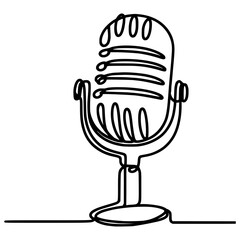 one line drawing microphone media vector illustration template design