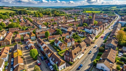 Naklejka premium Aerial perspective of Collier Street in Kent, UK, aerial, view, Collier Street, Kent, UK, countryside, scenic, landscape, houses