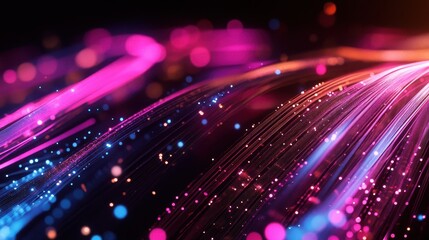 Fototapeta premium Abstract Background with Pink and Blue Light Streaks and Bokeh Effect.