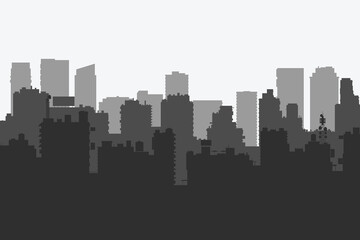 Naklejka premium A silhouette of a city with buildings