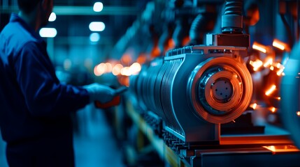 Worker operating machinery in a vibrant industrial setting
