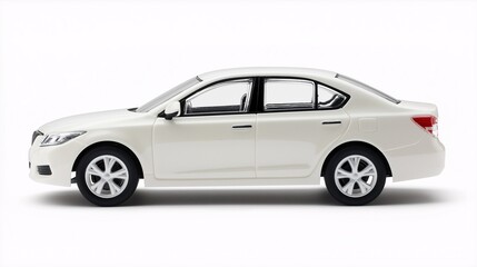 Fototapeta premium White Sedan Model on White Background for Display