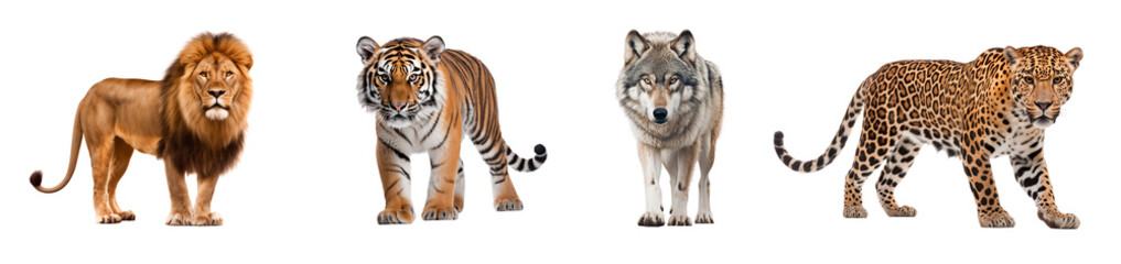 Naklejka premium Collection of wild animals grouped together, isolated on transparent background